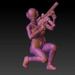 femelle cyberpunk guerrier rpg marteau guerre 40k dnd 3d print model - Mito3D