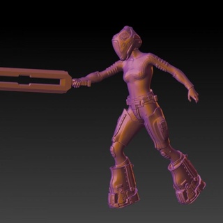 femelle cyberpunk guerrier rpg 3d print model - Mito3D