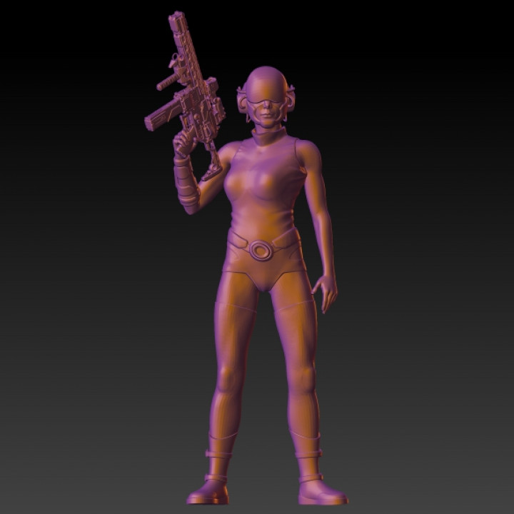 femelle cyberpunk guerrier rpg marteau guerre dnd 40k 3D print model - Mito3D