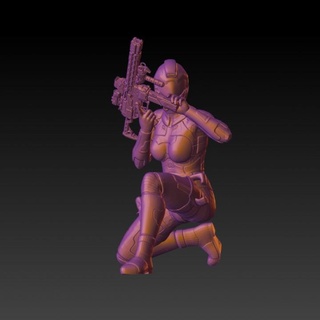 femelle cyberpunk guerrier rpg marteau guerre dnd 40k 3d print model - Mito3D