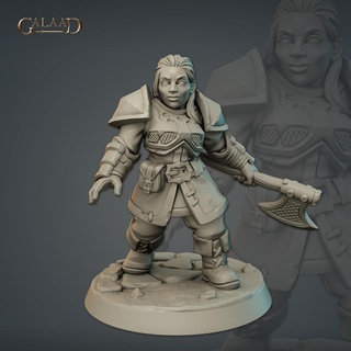 female dwarf fighter 3d file logo Game armor axis dragon fantasy roleplay rpg warrior wargame dungeon dnd leather warband 3d print model - Mito3D