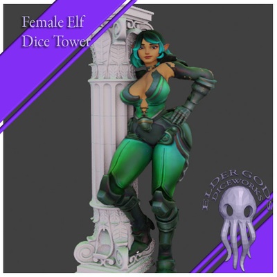 female elf dice tower fantasy game girl woman 3d print model - Mito3D