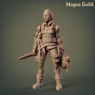 female elf rogue mg31 elves dragons dungeons fantasy dnd d&d sigmar aos miniature tabletop hero drow woman sorcerer middle earth woodland magus guild 3d print model - Mito3D