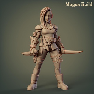 female elf rogue mg32 elves dragons dungeons fantasy dnd d&d woman middle earth magus guild girl hero assassin shadow dagger thief half-elf 3d print model - Mito3D