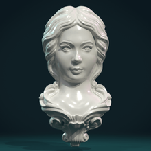 female face mascaron art baroque antique decoration girl head 3d print model - Mito3D