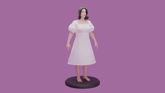 female fashion clothes ffc1 dresses 3d model printable character aline dress 3d print model - Mito3D