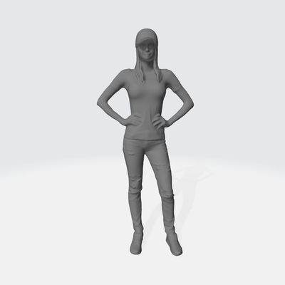 female figure standing wearing cap woman 1 64 3d print model - Mito3D