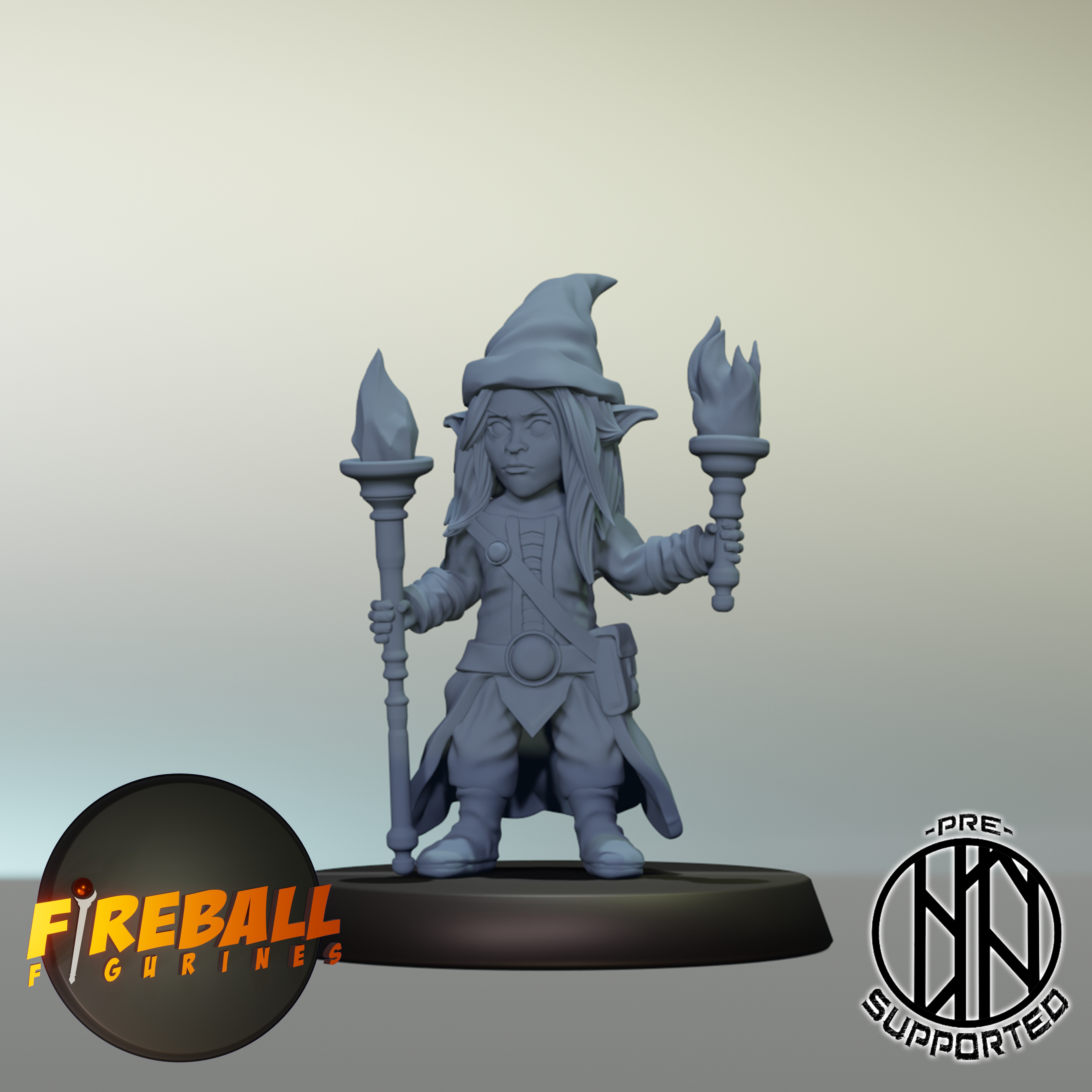 hembra bosque gnomo mago juego mazmorras dragones aventurero pionero dnd 5e juguete fantasía mesa ttrpg rpg rol baldurs portón lotr warcraft 3d miniatura figurilla 3D print model - Mito3D