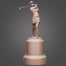 femelle golf trophée figure 3d print model - Mito3D