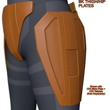female hip thigh armor bk woman girl plate cosplay costume star wars mandalorian thighplate 3d print model - Mito3D
