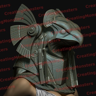 female horus guardian stargate stl Art lovecraft horror book cthulhu fear toy fanart 3d print model - Mito3D