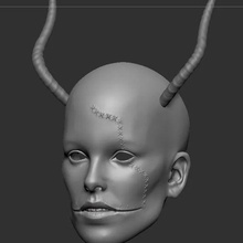 female krampus mask art cosplay holiday yule yuletide demon devil satyr creature 3d print model - Mito3D