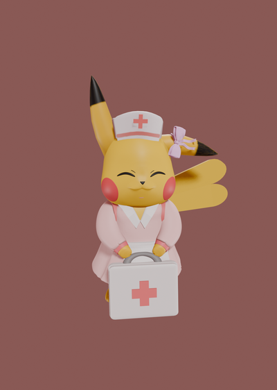 fêmea pikachu enfermeira arte pokémon go saúde fofa adorável menina mulher 3d print model - Mito3D