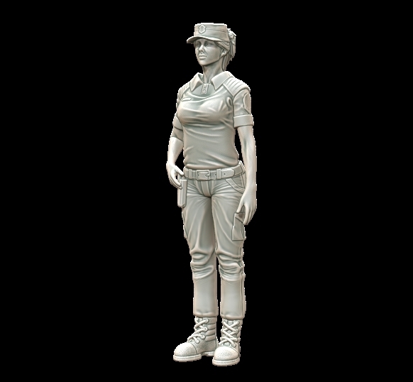 female police Art officer woman character diorama scene statue statuette ornament 3D print model - Mito3D