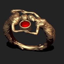 hembra princesa anillo de impresión 3d la modelo joyería zbrush rhino femenino masculino amor banda matrimonio oro lujo gem los diamantes moda las damas manos anatomía cuerpo plata anillos 3d print model - Mito3D