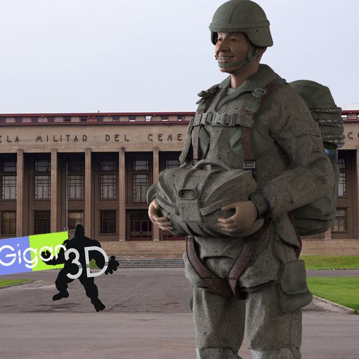weiblich soldier paratrooper 3D print model - Mito3D