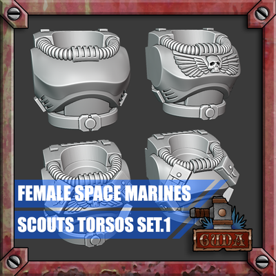 female space marine scout torsos game w42k marines 3d print model - Mito3D