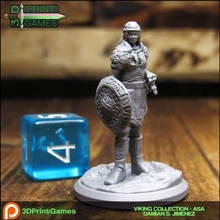 female viking character - pre-supported dnd dungeons and dragons sculpt warrior nordic valhalla miniature board game tabletop mini 3d print model - Mito3D
