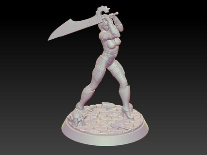 femelle warrior cas miniature 32 75 mm échelle zombi 75mm sfw Chevalier guerrier dnd 3d print model - Mito3D