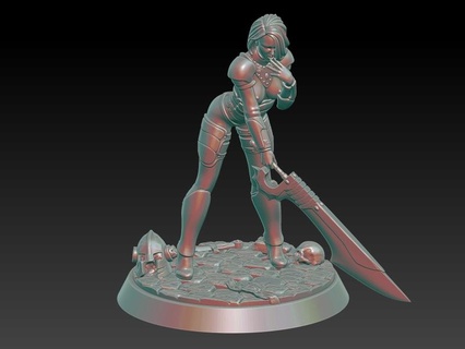 female warrior- dava - miniature 32 75 mm scale zombie 75mm sfw erotic nsfw pinup warrior knight dnd 3d print model - Mito3D