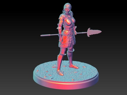 female warrior- laine - miniature 32 75 mm scale zombie 75mm sfw erotic nsfw pinup orcs goblins tentacles undead knight spear 3d print model - Mito3D