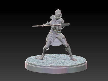 weiblich warrior laine Miniatur 32 75 mm Rahmen Zombie 75mm sfw Krieger Ritter Speer Barbar 3d print model - Mito3D