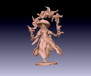 kadın sihirbaz elementler hava ateş Su Dünya 3d print model - Mito3D