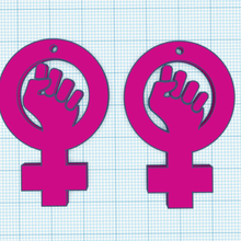 femminista simbolo orecchini vari in sospeso 3d print model - Mito3D