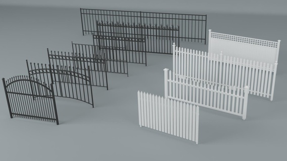 fences fence paling palisadd fencing grid railing pale security park garden elements architecture gate chain metal 3d print model - Mito3D