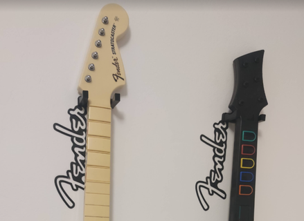 Fender Gitarre Held rockband Mauer Aufhänger Gitarren 3d print model - Mito3D