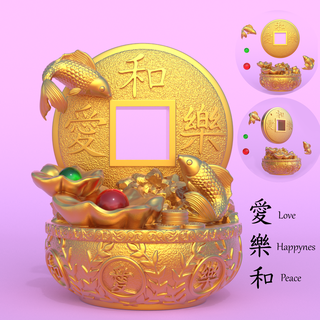 feng shui paz amor felicidad pez koi contento sucede mente adornos decoración detalle japonés China asiático occidental 3d print model - Mito3D