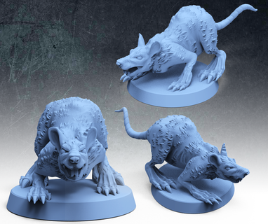 feral wild rats Game art art toy dnd dungeon and dragons pathfinder tabletop rpg miniatures monters ttrpg highdetails feral wild beast rat  3d print model - Mito3D