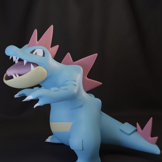 feraligatr 2 posiert Pokémon Pikachu Totodil Croconaw Cyndaquil Quilava Typhlosion Chikorita Bayleef Meganium Evolution Asche Management 3D print model - Mito3D