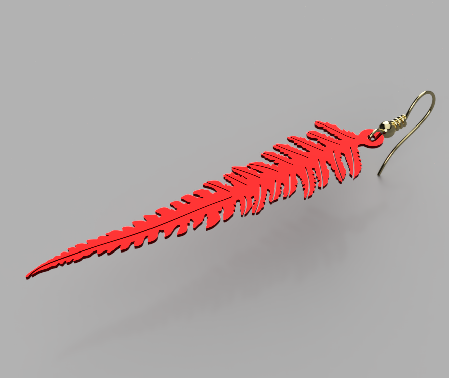 fern leaf earring 3D print model - Mito3D