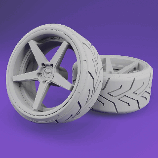 ferrada fr3 - scale model wheel set 19-20 rim tyre 3d print resin car printable 1 24 fr4 wide slick 3d print model - Mito3D
