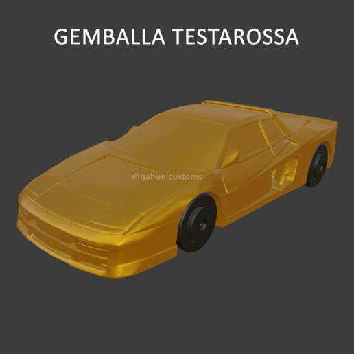 Ferrari testarossa Gemballa têtu tuner rétro Années 80 voiture course chaud roues 1 43 64 boîte d'allumettes collectionner modèle sport super 3D print model - Mito3D