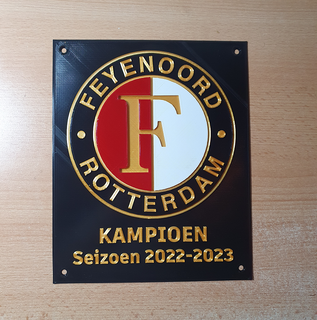 feyenoord campeão placa 2022 2023 campeonato Liga Premiada Rotterdam futebol sinais logotipos 3d print model - Mito3D