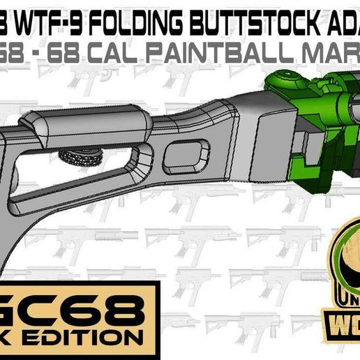 fgc-68 wtf-9 folding buttstock adapter fgc fgc68 magfed paintball sport_outdoors 3D print model - Mito3D