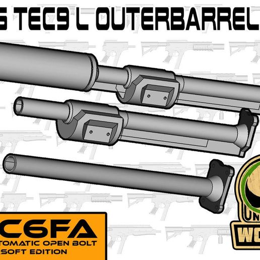 fgc6 af tec9 mkii outer barrel suppressor set airsoft parts fgc fgc6fa fgc6s sport outdoors 3D print model - Mito3D