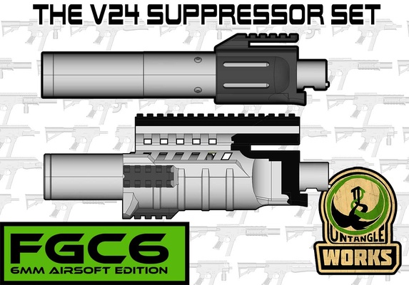 fgc6 v24 suppressor outer barrel set airsoft gbb gbbr partisan6 3d print model - Mito3D