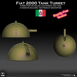 fiat 2000 tank turret armor panzer ww1 ww2 italy italian libya carro armored car interwar 1920s mechanicus 3d print model - Mito3D