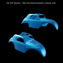 fiat 500 topolino topo yakıt değişmiş dragster araç gövdesi 1 16 köstebek sürüklemek 500c rc yuva model döküm özel 3d print model - Mito3D