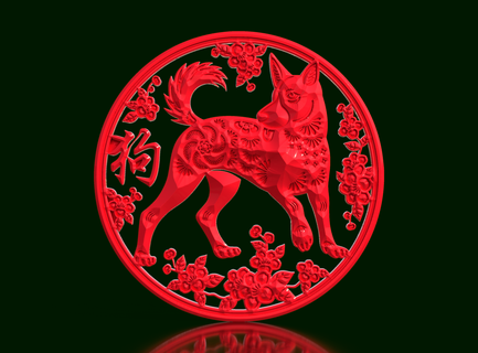 fidelity fortune year dog Art chinese calendar of the astrology horoscope tradition culture zodiac sign lunar cycle divination feng shui elements symbol celebration festival new moon predictions good luck characteristics 3d print model - Mito3D