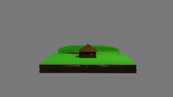 alan ev bardak çimen low poly Su nehir Güneş manzara 3d print model - Mito3D