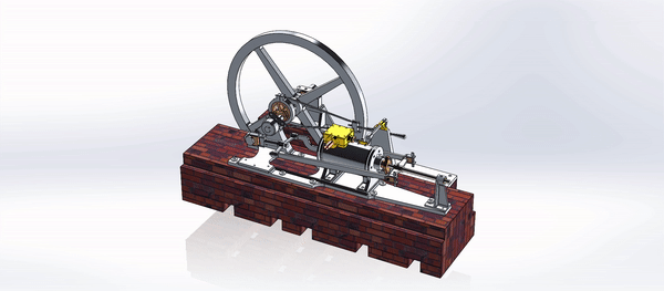 fieldhouse winding engine engines machines thermodynamics thermal study expansion compression cylinder bore stroke fly wheel gasket 3d print model - Mito3D
