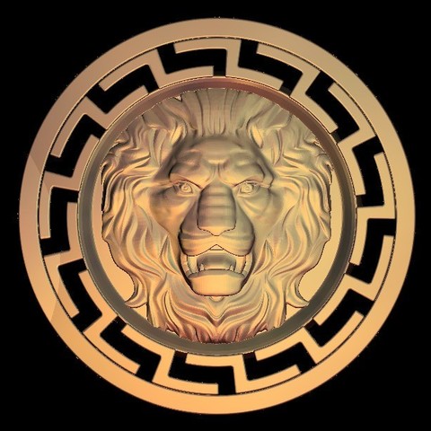 fierce lion circular art 3D print model - Mito3D