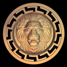 fierce lion circular art 3d print model - Mito3D