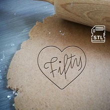 cincuenta corazón Galleta cortador horneando masa forma cocina hornear galletas speculoos 3d print model - Mito3D