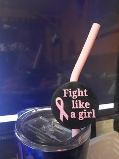 fight like girl straw topper women breast cancer ribbin 3d print model - Mito3D