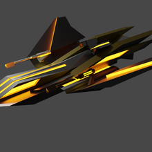 fighter plane game sci-fi airplane futuristic turrets art toy space starship aircraft spacecraft transport 3d print model - Mito3D